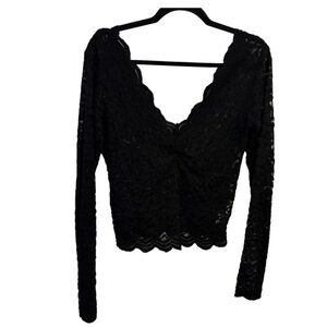 Zara Black Lace Scalloped Blouse
